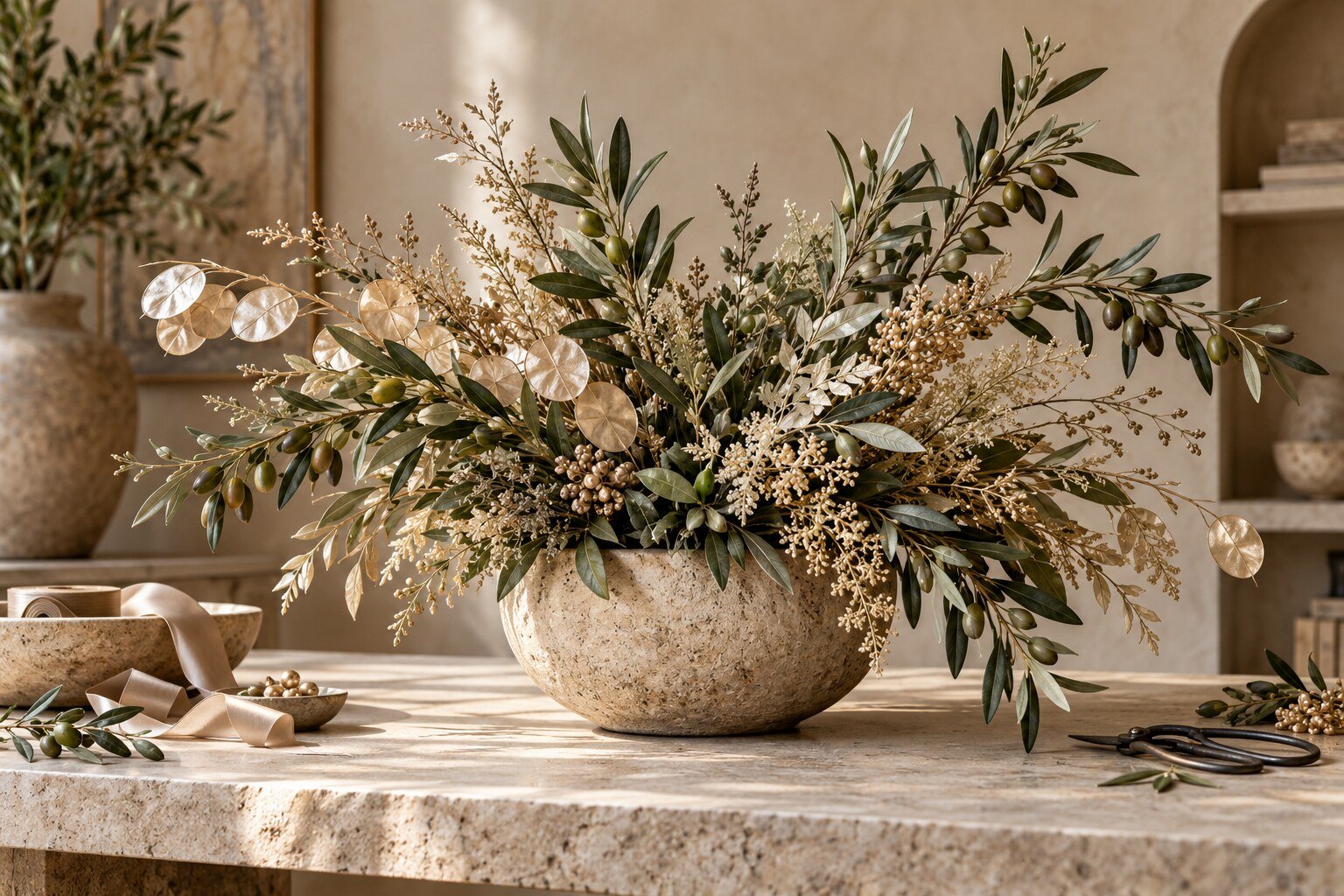 Arreglo decorativo personalizado de inspiración mediterránea